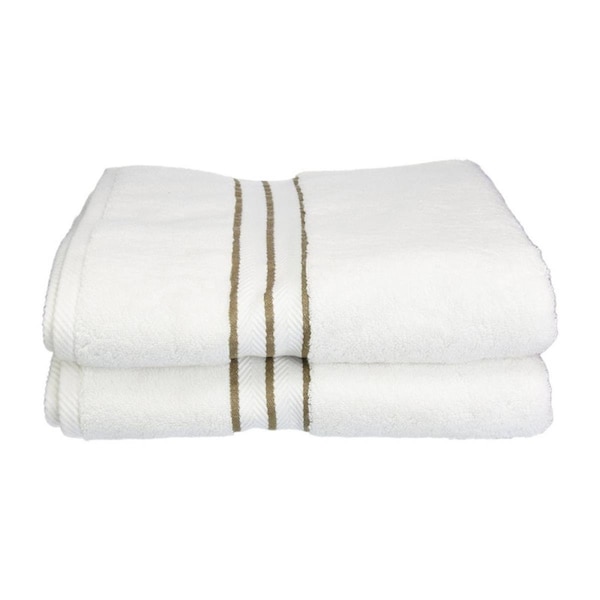 Superior 900GSM-H BTOWEL LA 900 Gsm Egyptian Cotton Bath Towel Set - White With Latte Border; 2 Pieces 900GSM(H) BTOWEL LA - main
